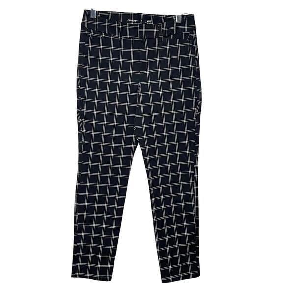 Old Navy High Rise Pixie Skinny Pants Pindot Black Windowpane Womens 2 Petite - Picture 1 of 7